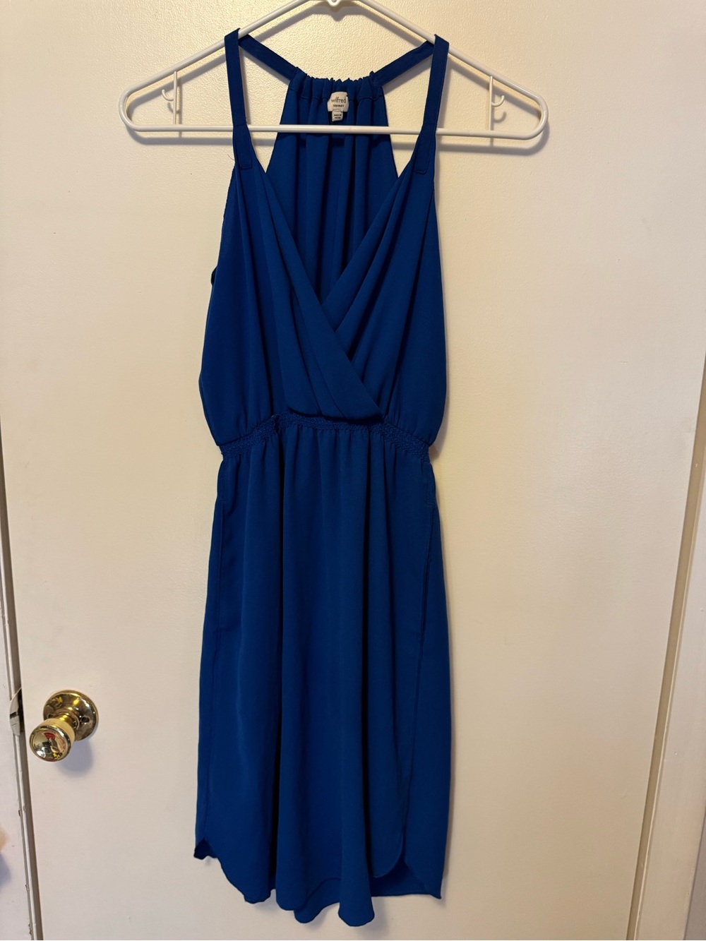 Wilfred from Aritzia Royal Blue Sleeveless Surplice Midi Dress